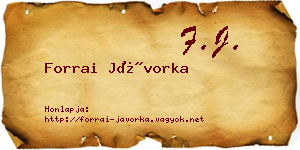 Forrai Jávorka névjegykártya